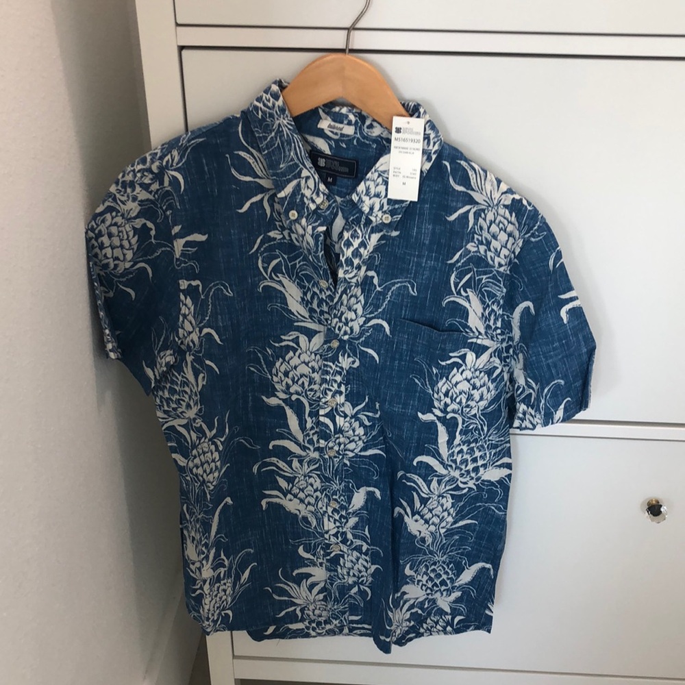 Blue and White Floral Short Sleeve Shirt Reyn Spooner
